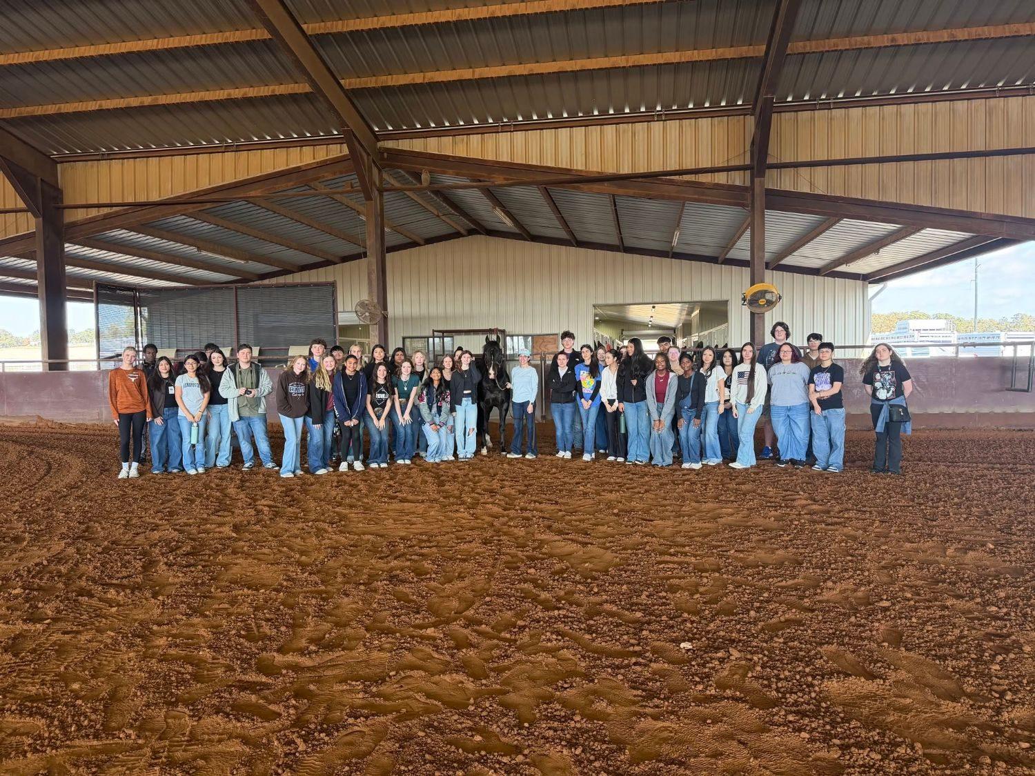A class of students gathered in the Solo Select arena